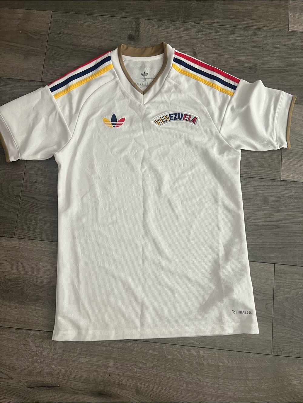adidas White Venezuela Soccer Jersey with Tricolor Accents